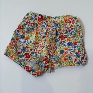 Janie and Jack Girls Floral High-Waist Cotton Shorts - White Multicolor